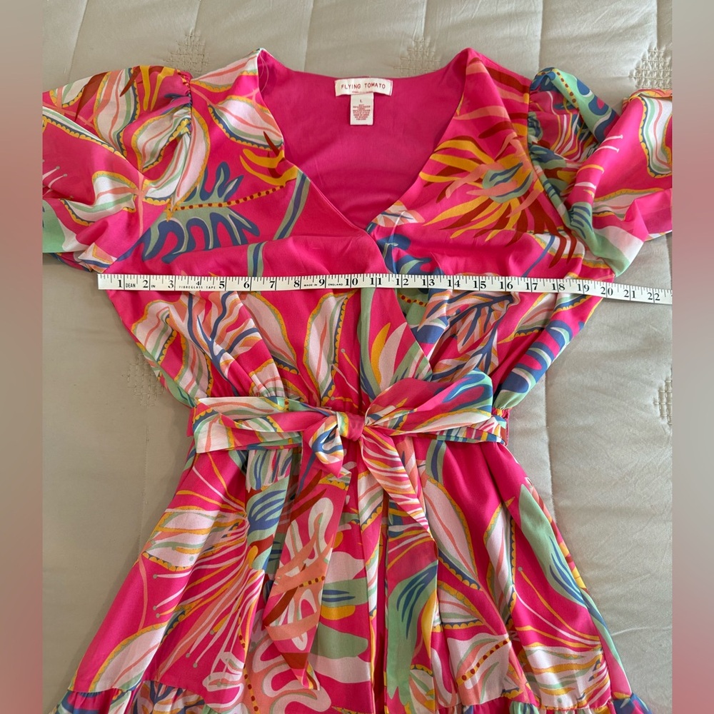 Flying Tomato Pink Multicolor Floral Print Wrap Romper - Picture 2 of 11